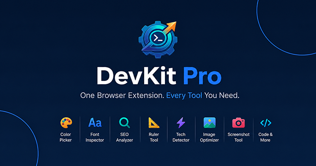 DevKit Pro browser extension logo banner, one toolkit for developers and SEO professionals