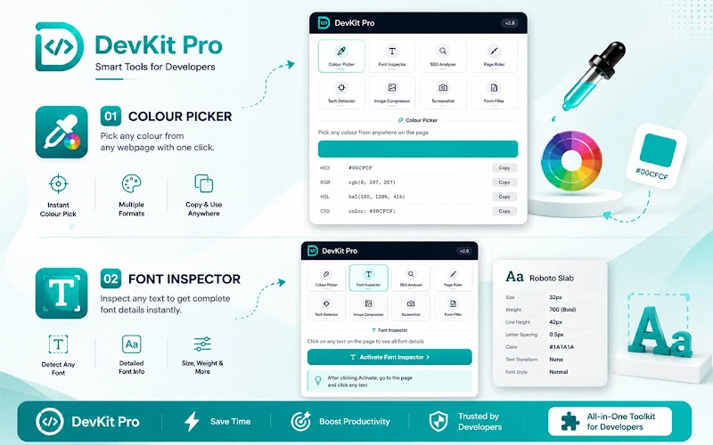 DevKit Pro colour picker for inspecting webpage colours