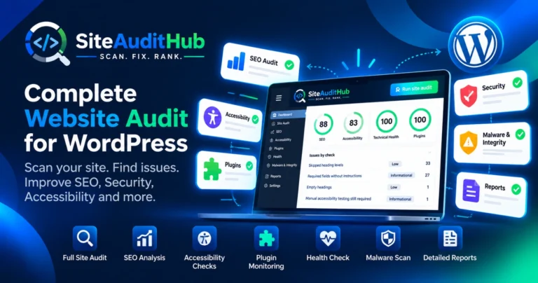WordPress site audit plugin dashboard by SiteAuditHub